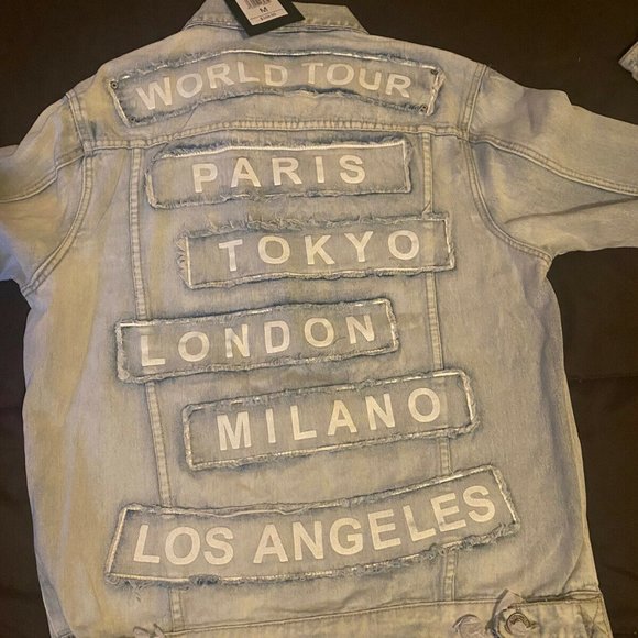 Men World Tour Denim Jacket- Light Indigo - Picture 1 of 5